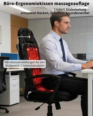 Електрична масажна подушка для спини та шиї з підігрівом та вібрацією. Масажна подушка для крісла, для дому та офісу