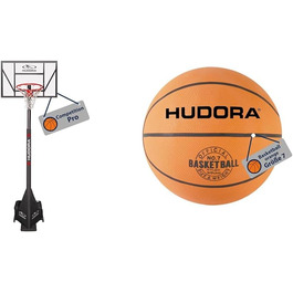 Баскетбольний стенд HUDORA Competition Pro, регульований, з кільцем та м’ячем, мобільний, для дітей, підлітків і дорослих, для вулиці