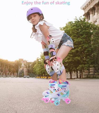 Роликові ковзани для дівчаток ERNAN, регульовані, LED, для підлітків та початківців. 4 розміри, рожевий колір