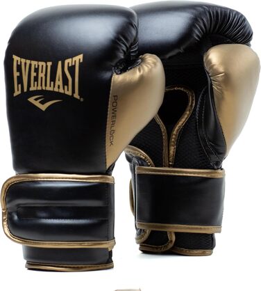 Боксерські рукавички Everlast Powerlock 2R, 10oz, чорний/золотий, для спарингу та роботи з боксерською грушею