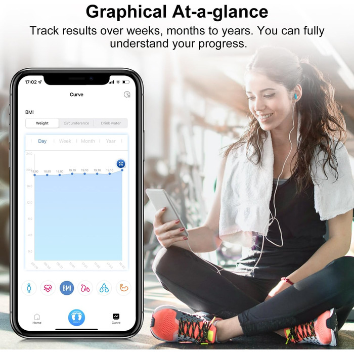 INSMART електронна вага для аналізу складу тіла, Bluetooth-вага з додатком, вимірювання жиру, ІМТ, м'язової маси, води, BMR, багатофункціональна, різнокольорова