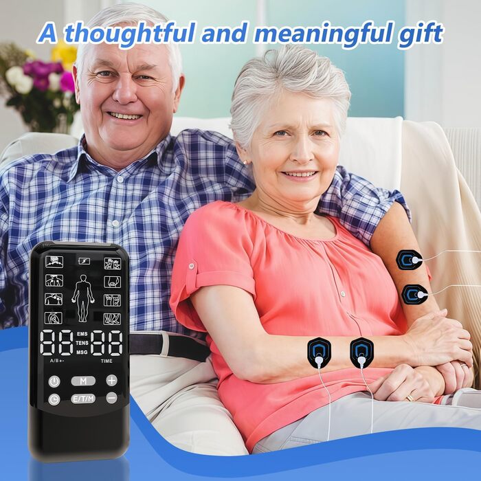 EMS TENS пристрій для терапії болю, 3-в-1 масажер, апарат електростимуляції для зняття болю. 24 програми масажу, 2 канали, 8 електродів