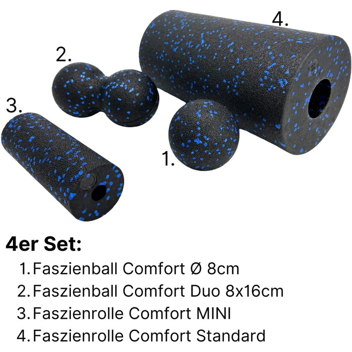 Фасціальна ролика ATC Handels Comfort Standard, високоякісна піна, набір 4 предмети, для масажу, відновлення та гнучкості м'язів