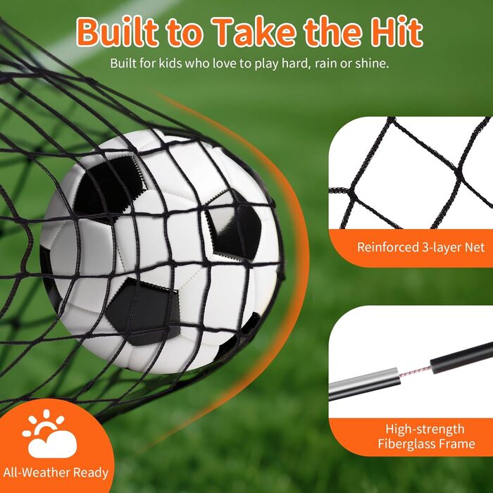 Дитячі футбольні ворота BELEEV для гри в саду та в приміщенні, 4x3/6x4 ft, з LED-підсвічуванням, портативні, складані, комплект з 2 шт., 120*90 см