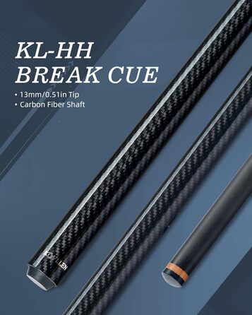 Білльярдний кий для брейків KONLLEN Heavy Hitter, карбоновий, з наконечником 12.9 мм, кий для удару, кий для пулу (KL-HH), 1/2 розділений, 3-х частинний кий для брейків та джампів, KL-HH Uniloc