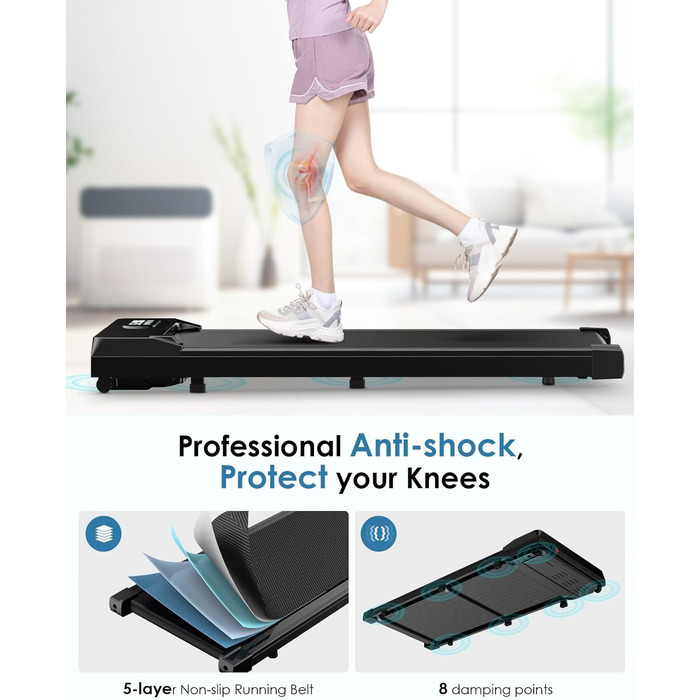 Тренажер для ходьби HomeFitnessCode Walking Pad з нахилом - біговий килимок для дому та офісу, чорний