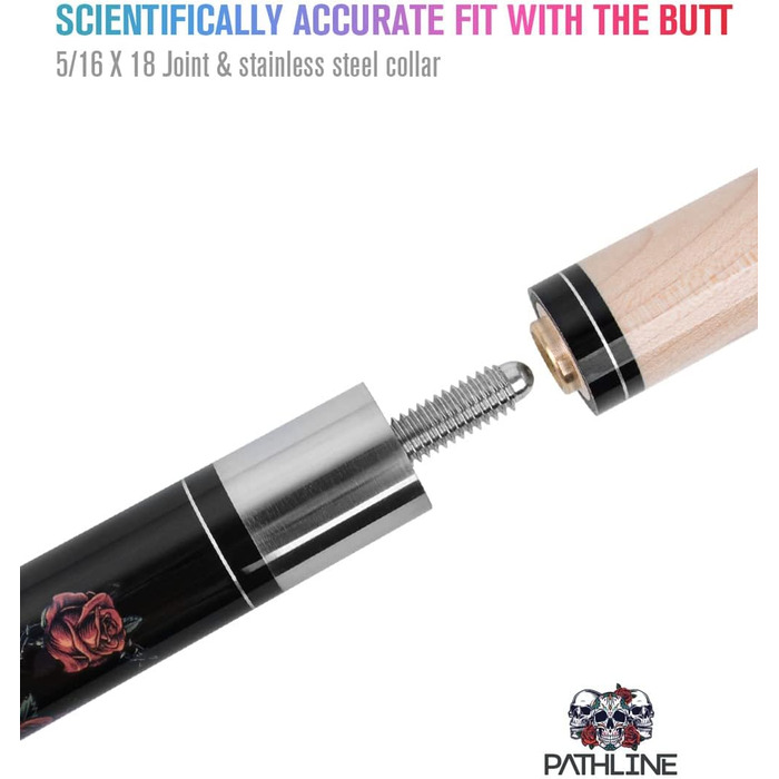 Більярдний кий Pathline Billard-Queuestab: канадський клен, 13 мм наконечник, чорний/молот, 20oz