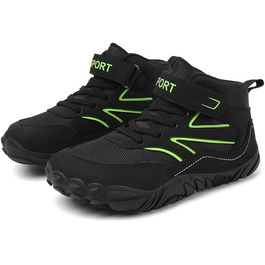 Дитячі черевики Barefoot для хлопчиків та дівчаток, туристичні черевики для дітей з підошвою Zero Drop та широким носком, легкі черевики для ходьби босоніж, антиковзаючі, дихаючі, розміри 28-37 EU, чорний колір, 32 EU