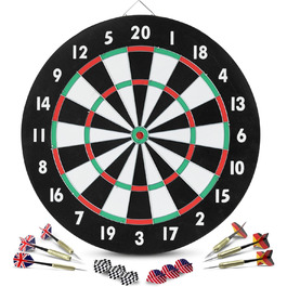 Stagecaptain DBP-1810 Bullseye паперова дартс-дошка з дротиками, двостороння, набір для початківців, 6 дротиків, 4 набори хвостовиків