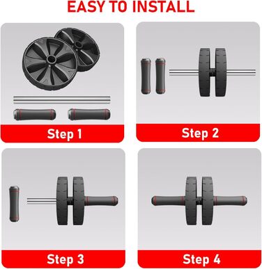 Ролер для пресу YIFMOO з килимком для колін, комплект ролера для пресу YIFMOO, тренажер для пресу для початківців та професіоналів, неслизький тренажер для пресу для дому, фітнес-обладнання (двоколісний)