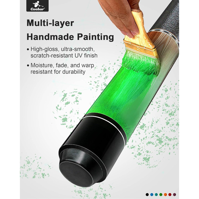 Кю-бар Pool-Queues: кий для більярду, 147 см, для дорослих, 2 частини, ручка з екошкіри, різні кольори (7 кольорів), вага 510-595 г