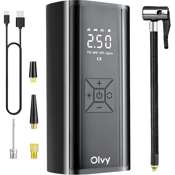 Міні компресор Olvy — електричний насос для шин, велосипедів, м’ячів та авто