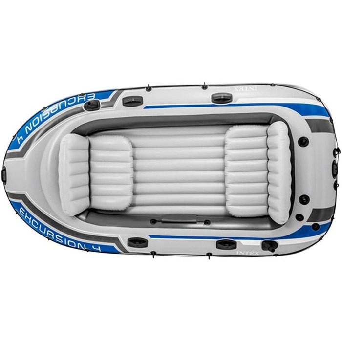 Надувний човен Intex Excursion 4 Set - сірий/блакитний, 315x165x43 см, 3-місний