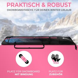Чохол для сноуборду STYNGARD Whistler з ролтопом (140-190 см) - чорно-рожевий, водонепроникний