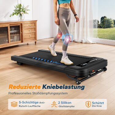 MERACH Walking Pad - біговий килимок для дому та офісу, автоматична нахил 9%, швидкість 1-6 км/год, потужність 2.5PS, підходить для ваги до 120 кг, керування через додаток та пульт, чорний