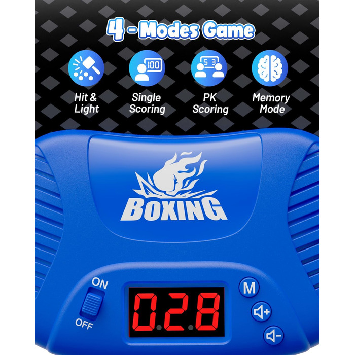 Інтерактивний боксерський мішок для дітей з підсвіткою та звуком, блакитний. Підходить для хлопчиків 6-12 років