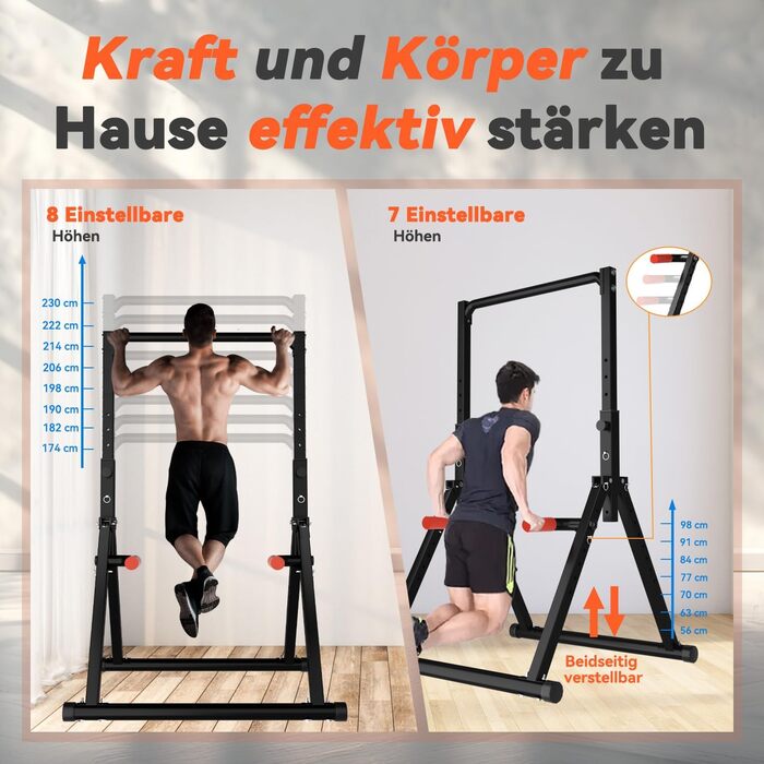 Спортивний турнік Klimmzugstange Freistehend Power Tower Dip Station, регульований, чорний