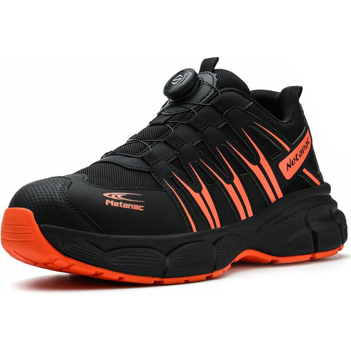 Черевики робочі чоловічі легкі, захисні черевики зі сталевим підноском, жіночі, дихаючі, зручні, широка колодка, гумова підошва, зелені (помаранчеві, 43.5 EU)