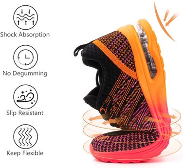 Жіночі кросівки для бігу Hitmars: спортивне взуття з повітряною подушкою, дихаючі, антиковзкі, легкі, для бігу по вулицях, снікерси, для фітнесу, ходьби, розміри EU 36-42 (Помаранчеві, 38 EU)