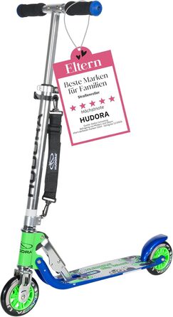 Дитячий алюмінієвий самокат HUDORA BigWheel 125, міський, складаний, регульований, до 100 кг, з ременем для перенесення