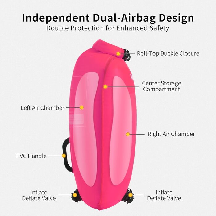 Надувна плавуча шина Naturehike 18L з двома повітряними камерами. Сумка-гідрочохол, водонепроникна пляжна сумка з регульованим поясом для плавання та відпочинку на узбережжі (Рожева/18л/Оновлена)