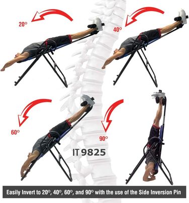 Преміум інверсійний стіл Body Vision IT9825 з регульованим підголівником та поперековою опорою, червоний, витримує до 113,4 кг