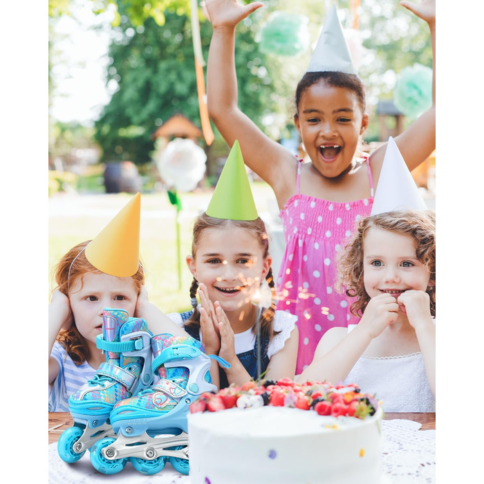 Дитячі ролики Inliner Sportneer, 30-41 розмір, комплект з 6 захисниками, LED, блакитний, для дівчаток та жінок