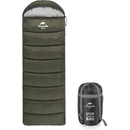 Спальний мішок Naturehike з капюшоном, ковдровий, для кемпінгу, легкий та зручний, ідеальний для подорожей та outdoor-активностей, зелений (7~11°C)