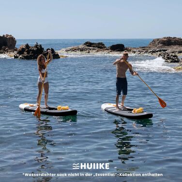 Надувний SUP-борд HUIIKE Stand Up Paddle Board з аксесуарами: весло, фіни, насос. Стабільний та міцний SUP-борд 305x84x15 см, до 130 кг. Enjoyer Black - Essential