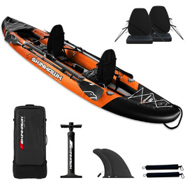 Надувний каяк SKINHAWK Exclusiv Orange 380 см для 2 осіб, комплект, човен-каное