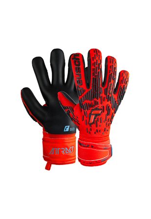 Воротарські рукавички Reusch Attrakt Freegel Silver - професійні для футболу (чоловічі/жіночі), червоно-синьо-чорні, для будь-якої погоди та покриття