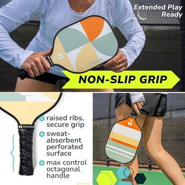 Набір ракетки для піклболу Helium, 4 шт., сертифікат USAPA, графіт-склоповерхня, легкий сотковий кор, 12 мм, багатокольоровий