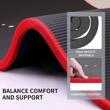 PROIRON Килимок для гімнастики та йоги, тренувальний килимок для дому, 183x66x1 см, чорний/червоний