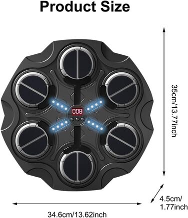 Музична боксерська машина Bluetooth з LED-підсвіткою, настінний кріплення, 9 режимів швидкості та лічильник, підтримка Bluetooth, обладнання для ударів вдома