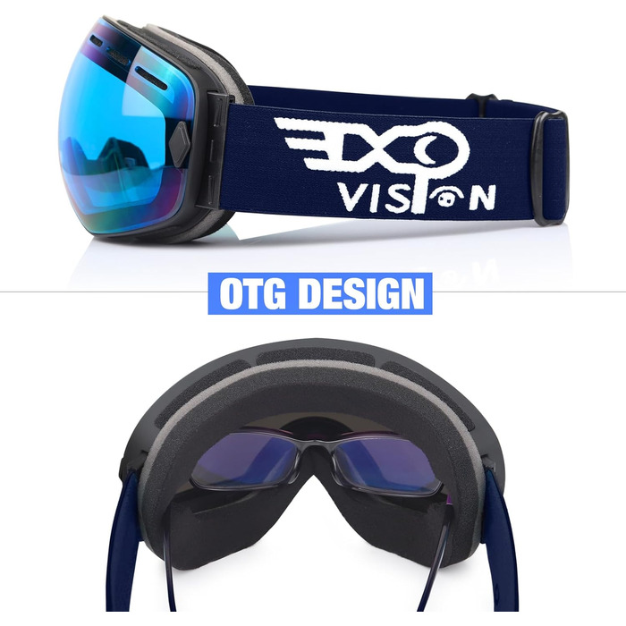 Снігові окуляри EXP VISION для чоловіків та молоді, захист 100% UV400, антизапітніння, знімається лінза, сноуборд/лижі