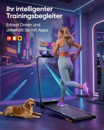 Біговий тренажер 6-в-1 для дому, складаний, з регулюванням нахилу 10% та ручками. Макс. вага 135 кг, LED-дисплей, пульт ДУ та додаток. Без встановлення (Чорний/Помаранчевий)