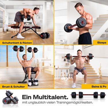 Sportstech 2-в-1 гантелі AH150: короткі та довгі гантелі, набір гантелей 20/30/40 кг, регульований набір з муштою та з'єднувач, фітнес для чоловіків та жінок