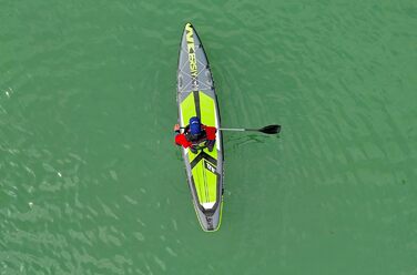 Надувний SUP Борд 380см для Турингу та Перегонів – Стабільний Станд Ап Падл Борд з високою вантажопідйомністю. Комплект Allround SUP з кріпленням для Action-Cam, підходить для йоги та риболовлі. Зелений 380*76см