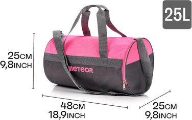 Дитяча спортивна сумка meteor 25L кругла, для спортзалу, плавання, подорожей, тренувань, рожева/сіра