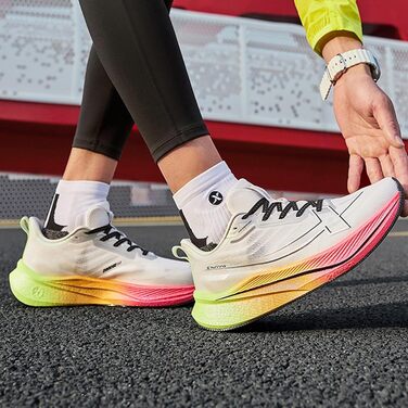 XTEP Professionelle бігові кросівки для чоловіків, 2000 км, висока амортизація, для тренувань та змагань, спортивне взуття, ідеально для тривалих пробіжок (від 10 км), розмір 40 EU, білий, неоновий лайм, зелений