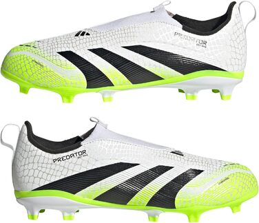 Дитячі футбольні бутси adidas Predator League Laceless для твердого поля, розмір 35.5 EU, кольори: Cloud White, Core Black, Lucid Lemon