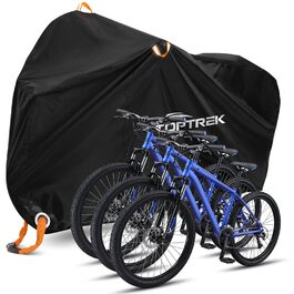 Чохол для велосипеда TopTrek 210D Oxford (на 3 велосипеди, 220x120x110 см) - захист від сонця та розривів, з отворами під замок, в комплекті зі зручною сумкою, чорний