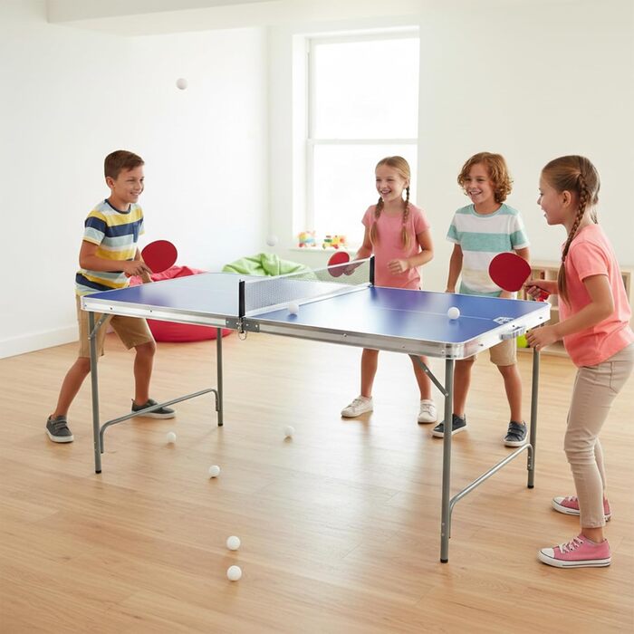 Стіл для пінг-понгу складний Fabula для дітей та підлітків, Indoor & Outdoor, розмір midi, 165x84x72 см, FASports з сіткою, ракетками, м'ячем