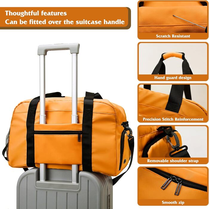 Спортивна сумка для жінок та чоловіків з відділенням для взуття та вологих речей, водонепроникна дорожня сумка Weekender для залу, басейну та сауни (Жовта)