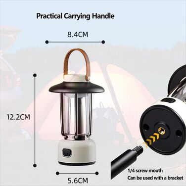 LED кемпінговий ліхтар AuRiver: портативна лампа з USB зарядкою, 3 режими світла, IPX3, для кемпінгу, намету, дому та надзвичайних ситуацій