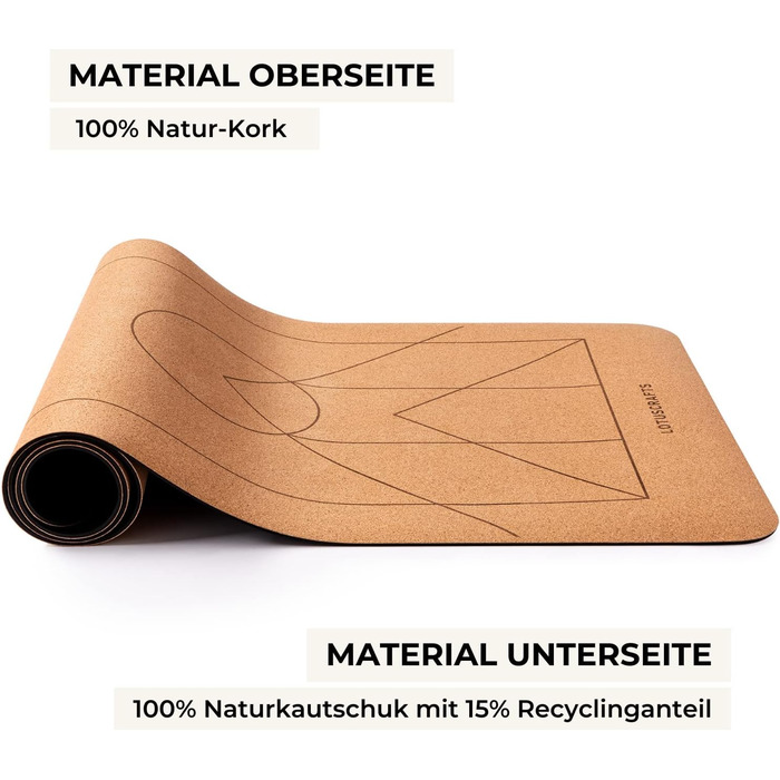 Йога-мат Lotuscrafts ARISE CORK з натурального корку та каучуку, нековзкий, стійкий до поту, екологічний, для хот-йоги
