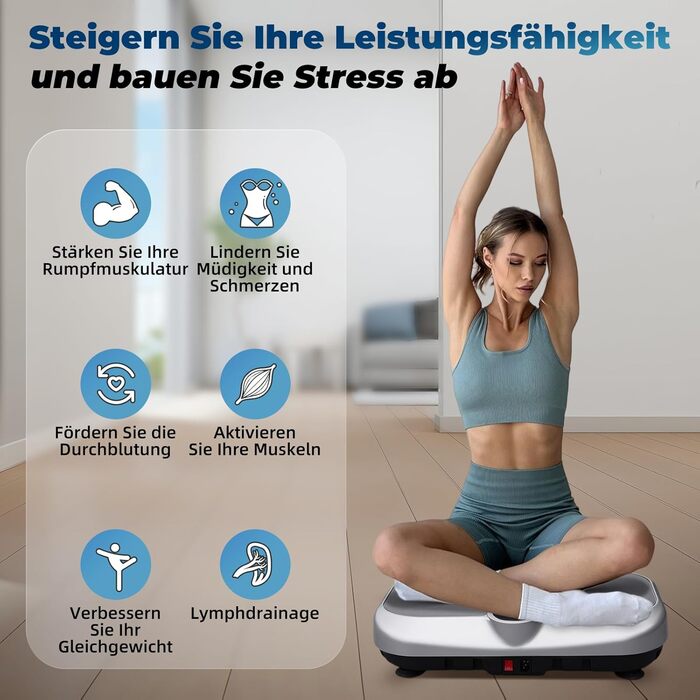 Вібраційна платформа 4D для дому з пультом, стрічками опору, підігрівом та Bluetooth, 150 кг, 120 рівнів