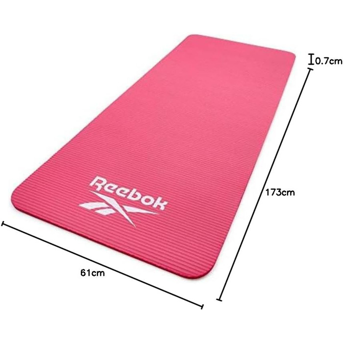 Reebok килимок для тренувань 7 мм рожевий, нековзкий, з натуральної гуми — для фітнесу, гімнастики, домашніх тренувань