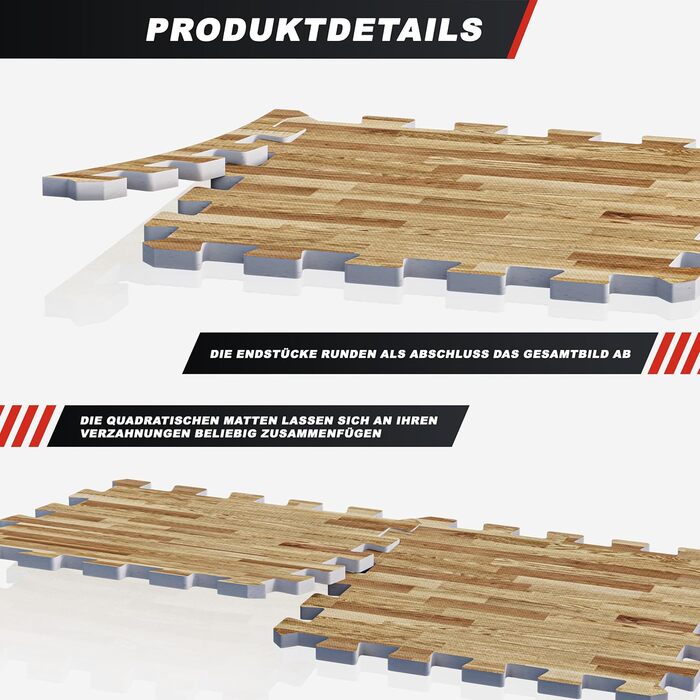 GORILLA SPORTS® Захисний килимок EVA для підлоги, 18 шт, 30x30 см, антиковзкий, вибір кольору – пазл-килимок для фітнесу, спорту, тренажерів