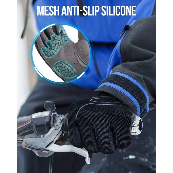 Велосипедні рукавички Tanluhu для гірського велосипеда, шосе, MTB. Чорні, повний палець, антиковзаючі, з поглинанням ударів, сенсорний екран